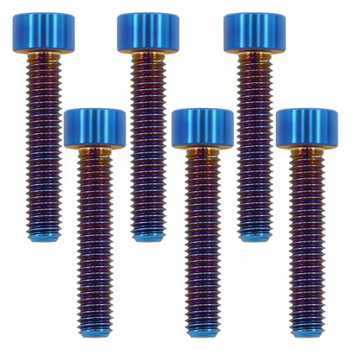 Image of M6x30mm Titanium Bolts, Burnt Blue, 6PC | Lightweight Hex Socket Screws, MTB /Road Bike /Motorcycle, Corrosion Resistant, Marine Grade Fasteners