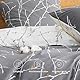 BEDSURE Bettwäsche 135x200 Baumwolle 4teilig - Bettwäsche-Sets Grau Bettbezug 2er Set mit 2 Kissenbezüge 80x80 cm, ÖKO-TEX Wendebettwäsche Bedding Zweige Muster mit Reißverschluss