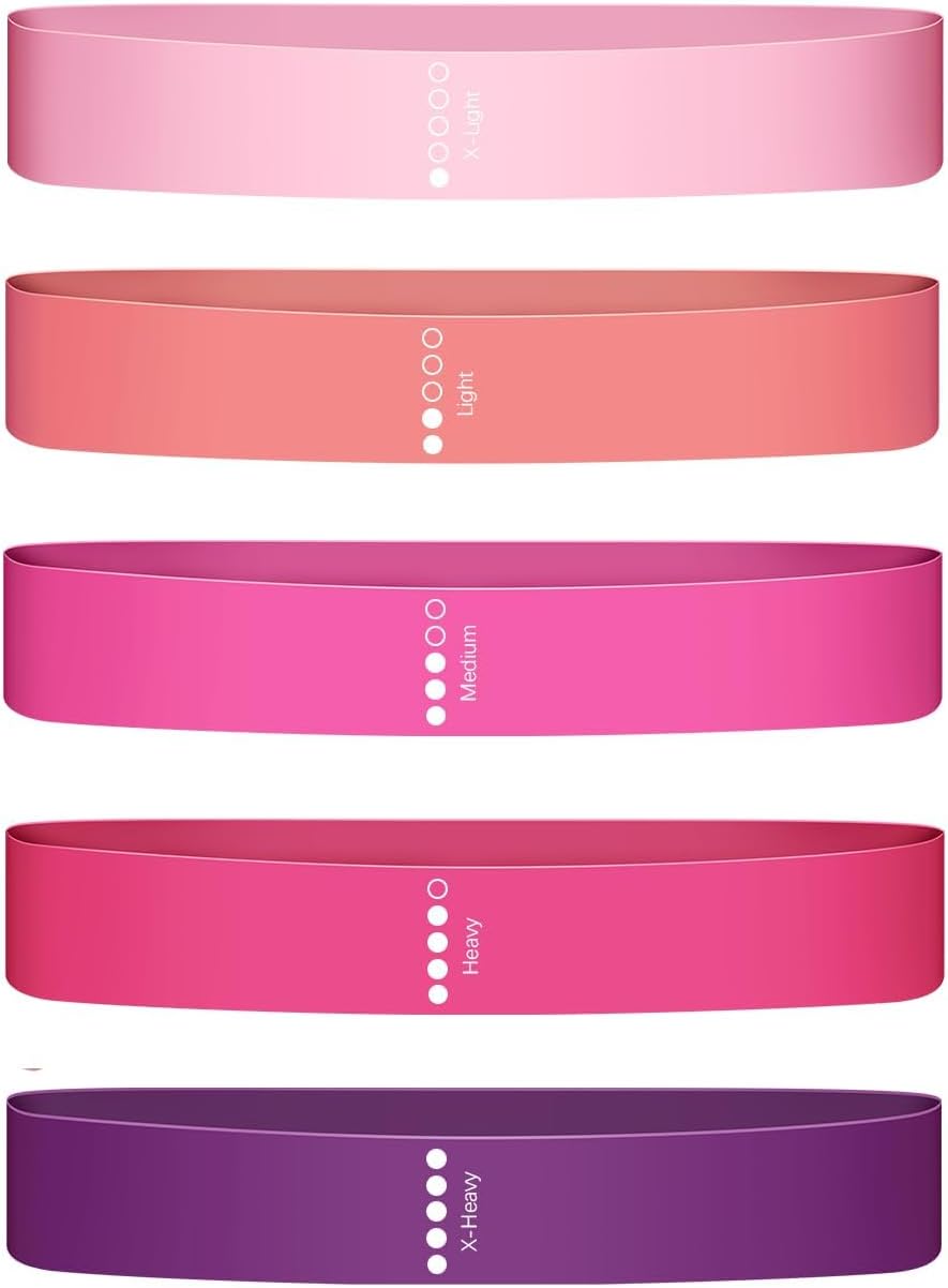 5 Pack Resistance Bands for Working Out, Workout Equipment, Exercise Bands for Home Gym & Stretching, Pilates Equipment, Fitness Equipment(Pink)
