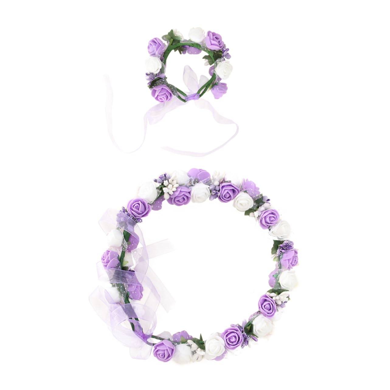 FRCOLOR 3sätze Handgemachte Braut Und Brautjungfer Blumenkranz Armband Und Weiß Stil Für Hochzeitsdekoration Und Fotografie Am Strand Leicht Und Angenehm Zu Tragen