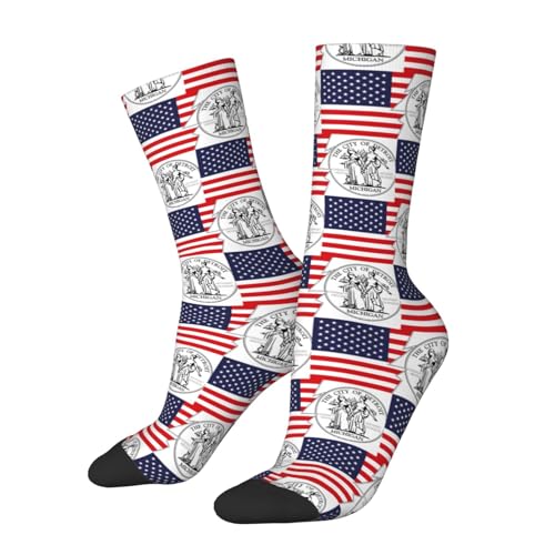 Calcetines Para Hombre Detroit Y Estados Unidos Duraderos Calcetines De Trabajo Antiampollas Calcetín Deportivos Para Futbol Ciclismo Uso Diario 40Cm