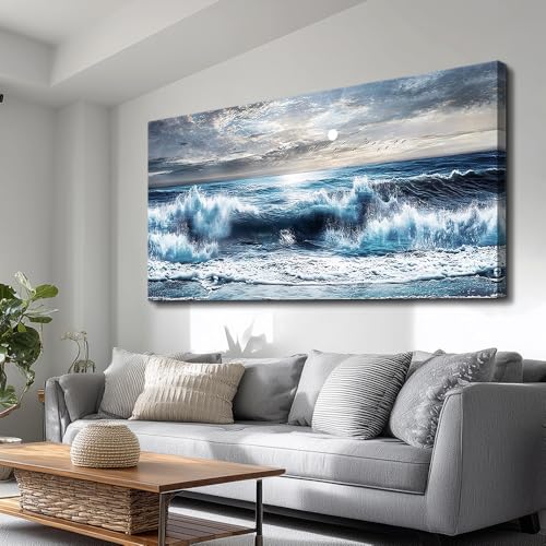 ERQINHUA Large Canvas Wall Art For Living Room Restaurant Wall Decor For Bedroom Marine Landscape Paintings Office Wall Prints Pictures Artwork Ready To Hang Hotel Room Home Decoration 24"x48"