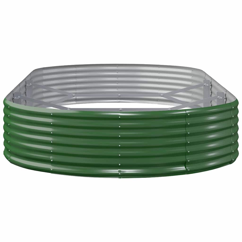 Jardinera ovalada de acero galvanizado verde 296 x 140 x 36 cm para jardín, balcón, terraza, resistente a las heladas con almacenamiento de agua, caja grande para hierbas, verduras y macetas
