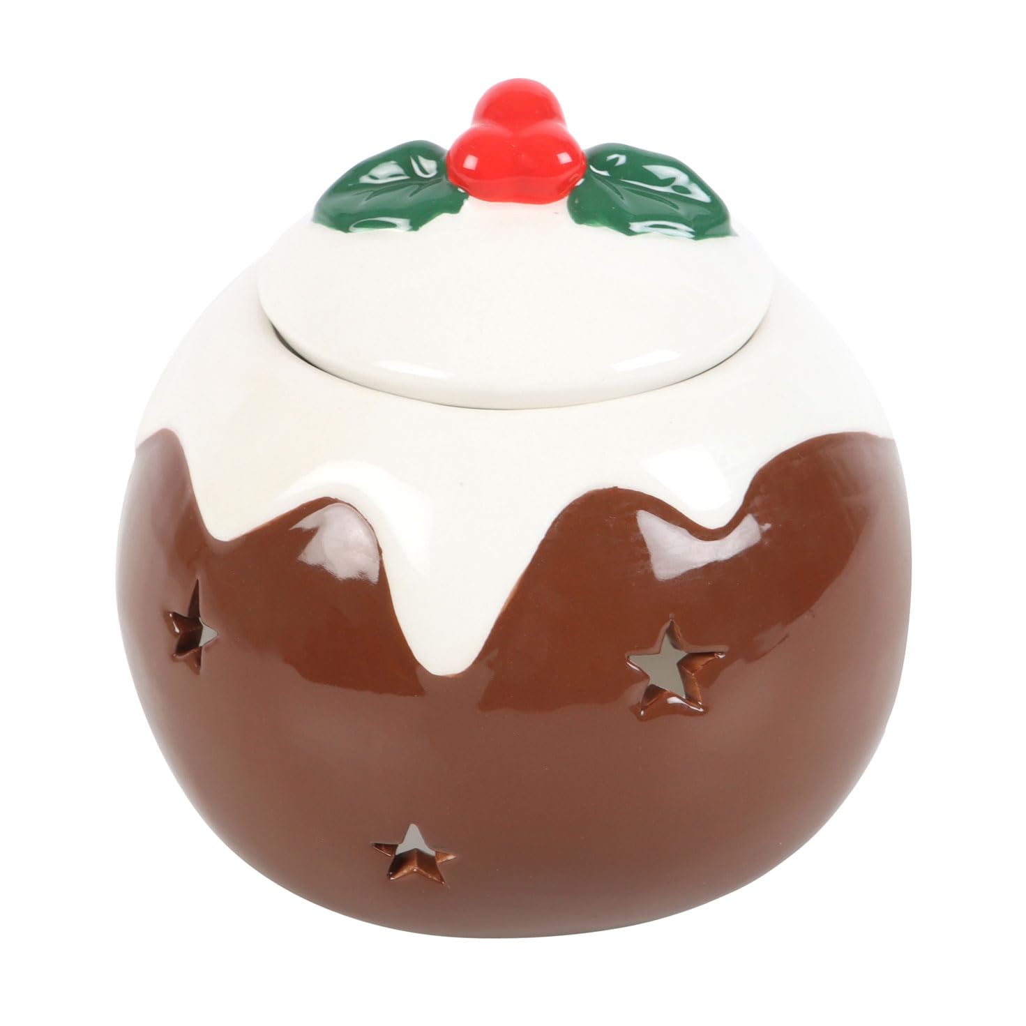 Christmas Pudding Oil Burner - Ceramic Festive Diffuser - Ideal For Wax Melts