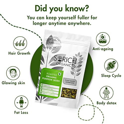 Image of Sorich Organics Roasted Pumpkin Seeds for Eating 200gm | Healthy Diet Snacks | Immunity Booster | Fiber Rich Superfood