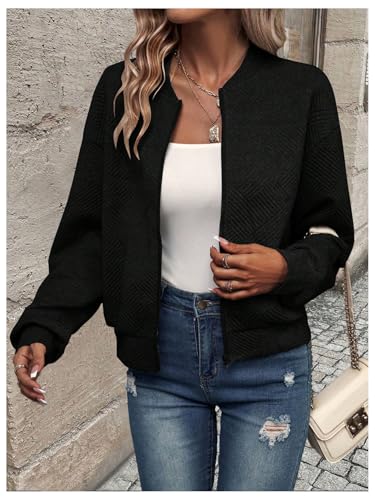 SOLY HUX Women's Bomber Jacket Fall Fashion Lightweight Zip Up Long Sleeve Casual Jacket4