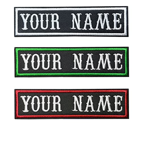 Customizable Name Patches 2PCS,Custom Personalized Rocker Rider Motorcycle Biker Tapes Tag Iron on/Hook Embroidered Patches