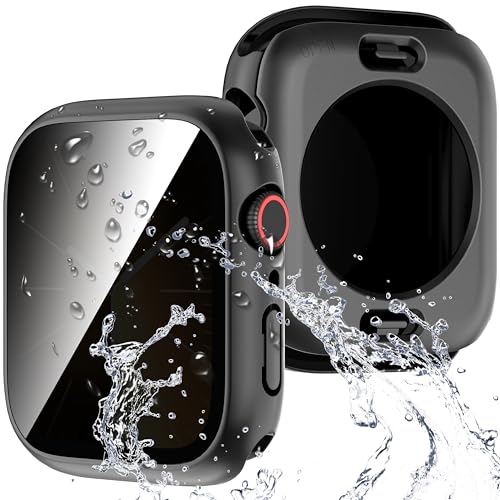 Diruite Cover per Apple Watch SE 3/2/1 /Series 6 5 4 44mm Custodia Protettiva con Privacy Vetro Temperato,360°Protezione PC Rigido Anti Spy Case per iWatch 44mm Pellicola Protettiva Impermeabile