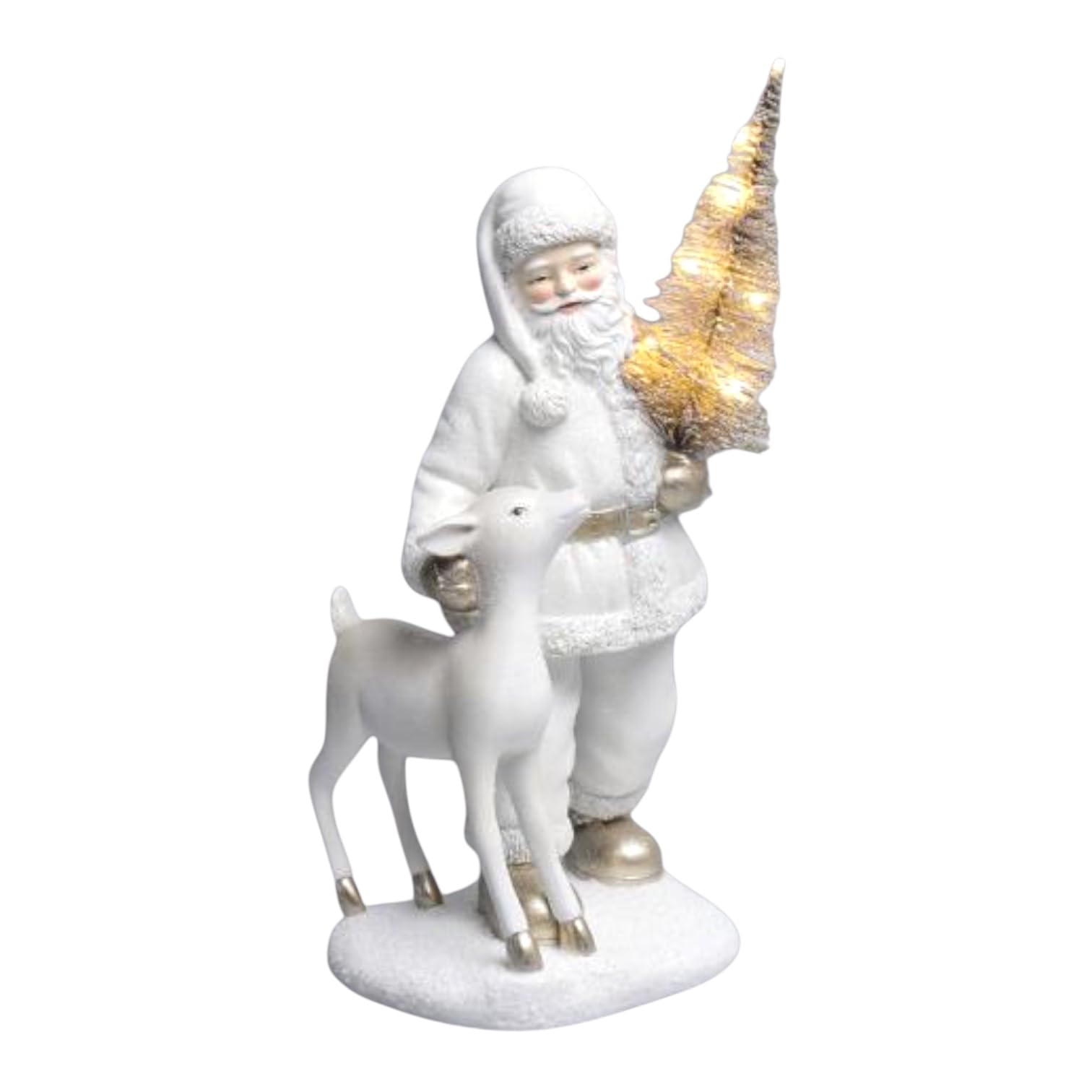 Père Noël LED avec arbre December Diamonds - Statuette peinte à la main 30,5 cm