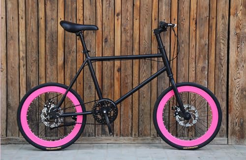 Deerou20インチミニベロ 自転車20インチ軽量 ロードサイクリング 持ち運び サドル高さ調整可能 ブレーキ感度 防滑タイヤ 高炭素鋼フレーム ソリッドタイヤ、小径車男女兼用 大人 子供用 通勤 通学 街乗り初心者 男女兼用 (H)