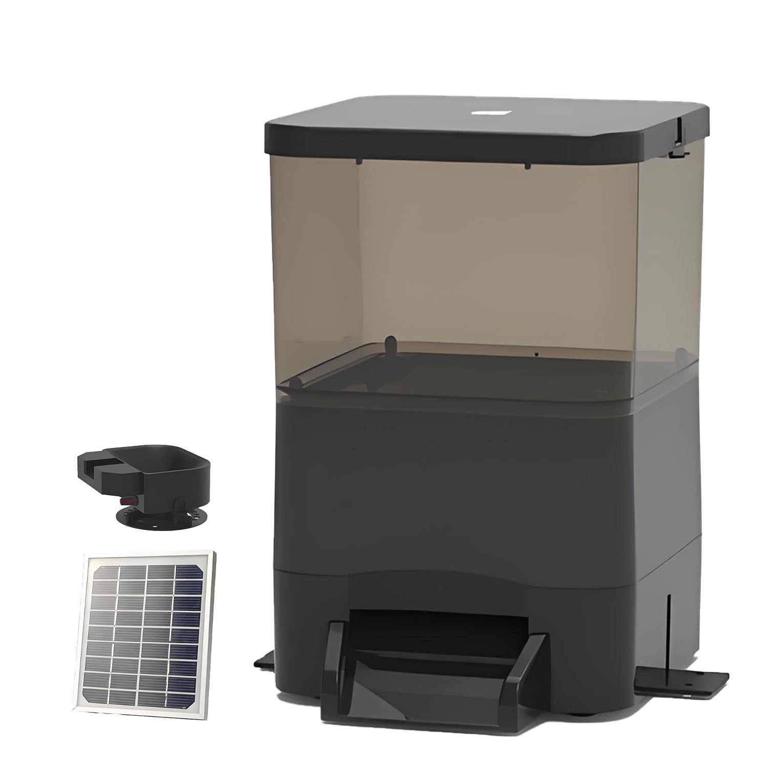 BOOZXCV Solar Auto Fish Feeder - 120° Wide Dispersion, Adjustable 1-12 Times Daily, Rainproof & Sunproof, for Koi, Carp, Aquaculture & Pond Care (Black 10L)