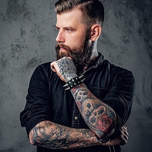 Sanfenly Gothic Jewelry Set for Women Men Cool Punk Black PU Leather Rivet Studded Goth Choker Collar Necklace Bracelets… - Image 6