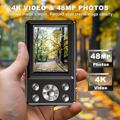 Image of DIVINE Digital Camera 4K 48MP Kids Camera, Dual Screen & Autofocus Point and Shoot Digital Cameras with 64GB SD Card, 16X Zoom, Built-in Batteries (DDC-75)