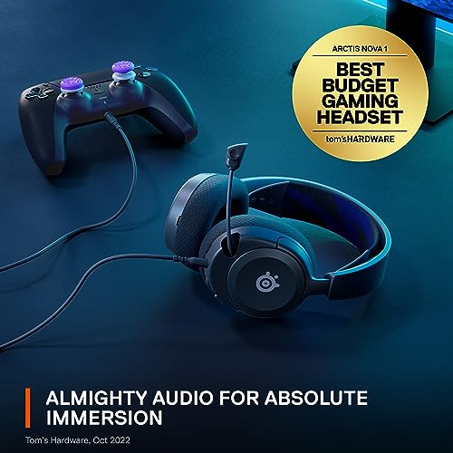 SteelSeries New Arctis Nova 1P Multi-System Gaming wired Headset — Hi-Fi Drivers — 360° Spatial Audio — Comfort Design — Durable — Lightweight—Noise-Cancelling Mic — PS5/PS4, PC, Xbox, Switch - Black - Image 4