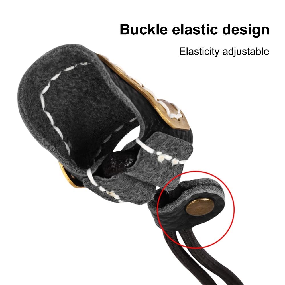DONGKER Archery Thumb Ring, Archery Finger Tabs PU Leather Thumb Guard Ring with Rope for Traditional Bow Shooting