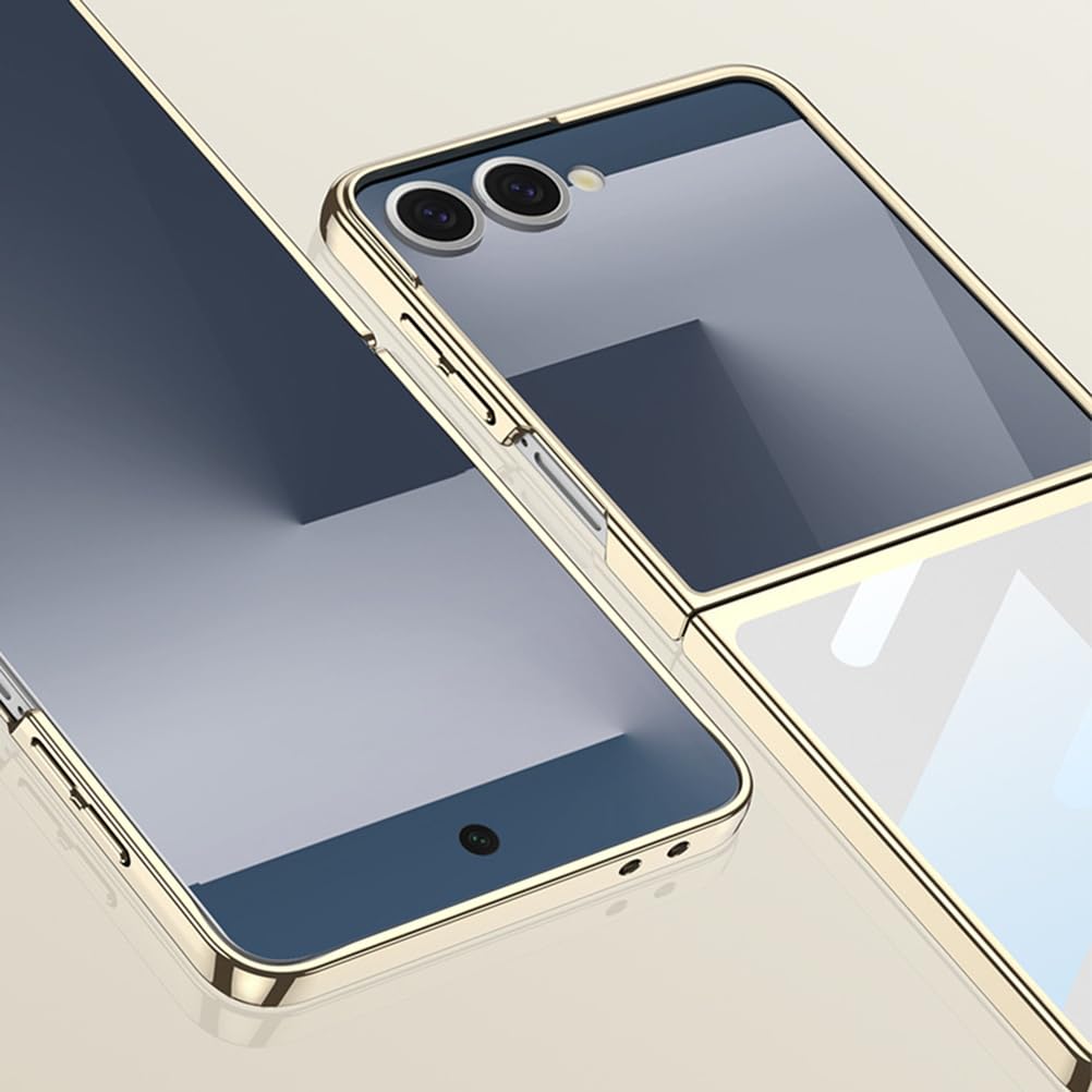 Étui pour Samsung Galaxy Z Flip 7, Mince Electroplated Cadre Housse Transparente Coque Antichoc,Noir,Flip 7
