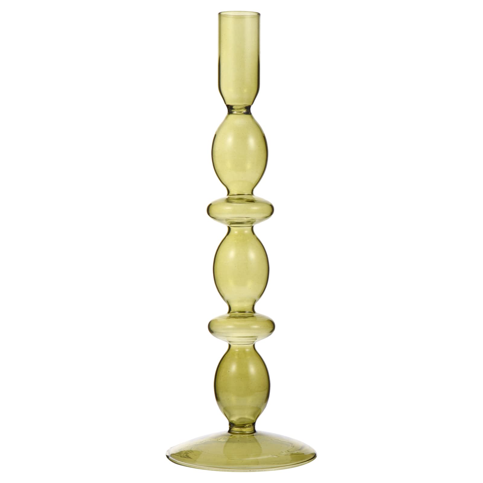 Didiseaon Taper Candle Holders Glass Candlesticks Holder Candelabras Taper Candle Stand Romantic Retro Bubble Candle Holder Flower Vase Table Centerpiece for Wedding Dinner Party Green Candle Holders