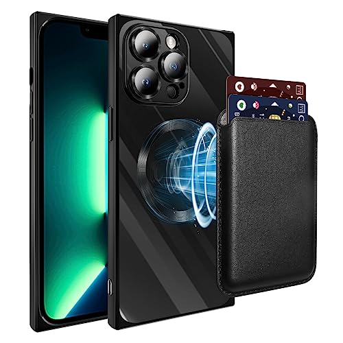 PSIOXY Wallet Case for iPhone 13 Pro Max Phone Case Magnetic Clear with Card Holder Black