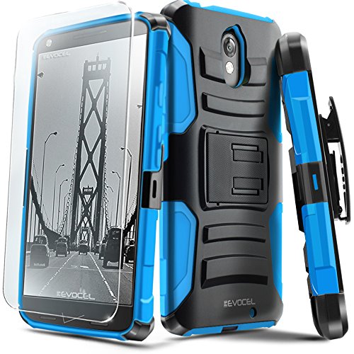 Droid Turbo 2 Case, Evocel [Generation Series] Belt Clip Holster, Kickstand, HD Screen Protector, Dual Layer for Motorola Droid Turbo 2 (XT1585/ 2015 Release), Blue (EVO-MOTXT1585-AB202)