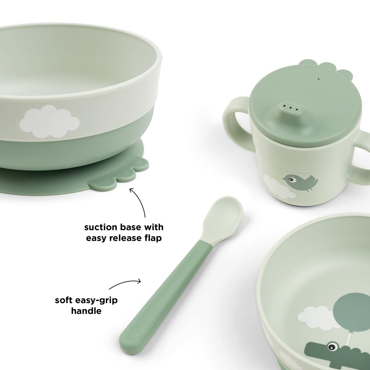 Done by Deer Mijn eerste maaltijdset Happy Clouds Groen