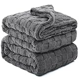 Kaisa Oversized Throw Blanket Queen Size 90'x90', Super Soft Fleece Blanket Throw, Large Blankets Bedding for Living Room Decor, Couch, Sofa, Bed, Softest Warm Luxury Elegant Comfy Gifts, Gray