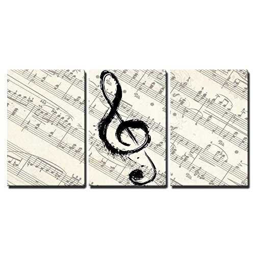 wall26 - Music Note on Score Paper - Canvas Art Wall Art - 16x24x3 Panels