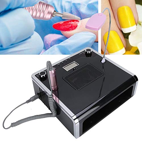 ANGGREK 4 in 1 Nail File Drill Nail Suction Dust Collector Gel Nail Curing Lamp LED Desk Lamp Nail Dryer Light Nail Grinding Machine for Acrylic Gel Nails 108W (Black)