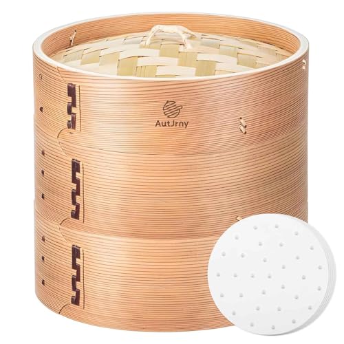 深めの 杉せいろ 24cm 2段 蓋付き セット 蒸し器 中華 せいろ 蒸籠 セイロ専用シート50枚付