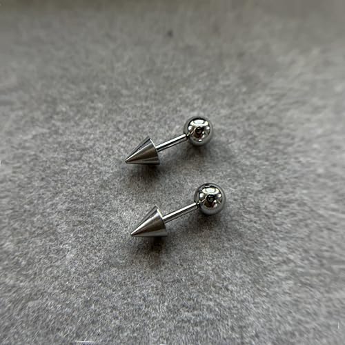 16G 14G 2PCs Silver Spike and Ball Cartilage Earring, Silver Spike Helix Piercing Jewelry, Spike Helix Earring, Cartilage Earring, Industrial Barbell3