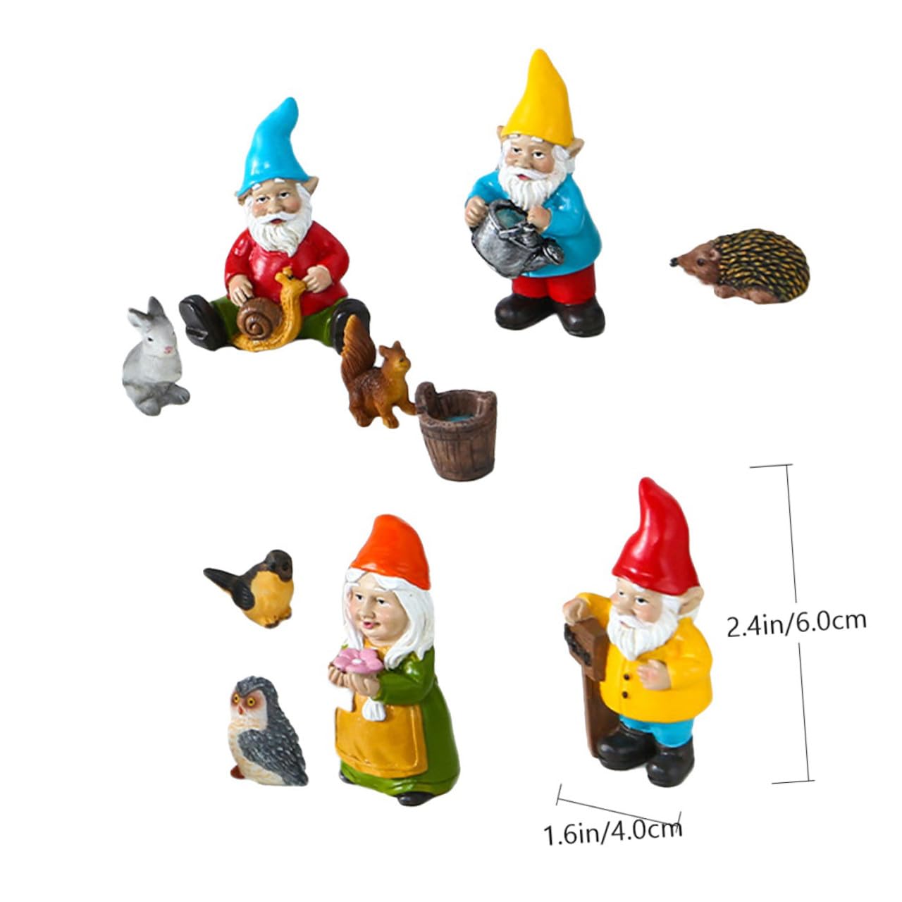 Mipcase 10pièces GNOME Décoratif Résine pour Jardin Ornement de Jardin Résine Cadeau de Noël Couleur Aléatoire