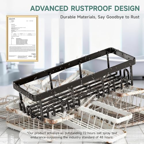 Image of Veken Shower Caddy 3-Pack, Advanced Rustproof Design, No Drilling Adhesive Shelves, Rack with Soap Holder, Large Capacity Bathroom Organizers and Storage, Wall-Mounted Kitchen & Home Decor, Black