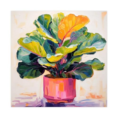 BKHJSASU Póster artístico de higuera de hoja de violín, decoración de dormitorio, paisaje, oficina, habitación, regalo, 70 x 70 cm