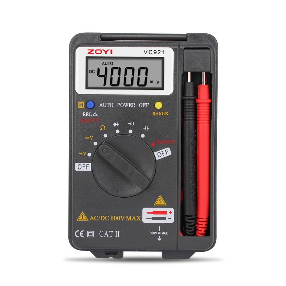 Multimetro digitale tascabile ZOYI VC921, 4000 conteggi, multi tester voltmetro amperometro ohmmetro misura tensione corrente resistenza capacità continuità diodo frequenza