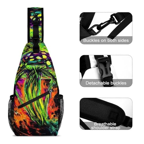 Fashion Chest Pack, Unisex Daily Travel Shoulder Bag, Small Cross Body Sling Bag Trippy Magic Mushrooms3