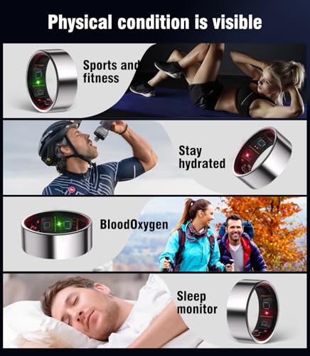 Image of 8.0 Smart Ring and Charging Case【Industry First - 0 Measurement Error】【IP68 Waterproof】 2025 Smart Ring for Women & Men for Sleep Tracking Wearable Device,Fitness Ring Sliver 8#