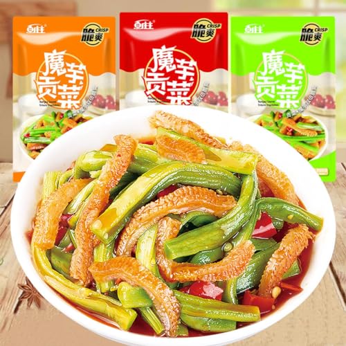 魔芋脆爽?菜 香辣酸辣蒜香?菜 こんにゃくカリカリさっぱり貢菜香辣酸辣蒜香貢菜ミックス食欲をそそるおやつおいしいごちそう香辛料野菜おかず袋を開けて即席小包装 混合解?小零食 美味佳肴衛龍こんにゃく爽 香辣小吃 蔬菜小菜?袋即食小包装 (3種類の味,80パッ