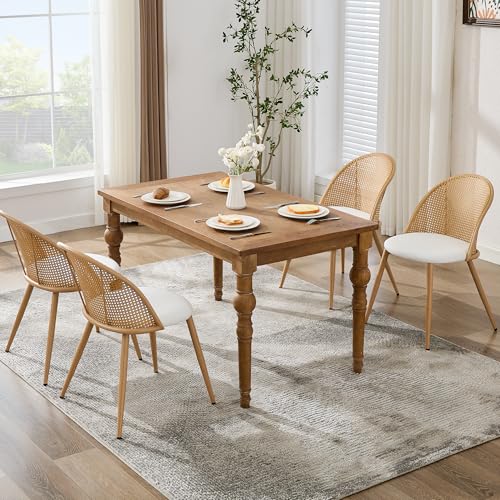 TYBOATLE Rattan Dinner Chairs with Faux Leather