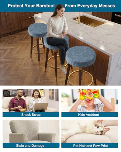 Image of CRFATOP 2 Pack Waterproof Bar Stool Covers Round Seat Slipcover,L,03