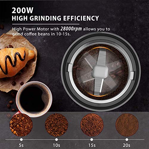 ywewsq Molinillo de café eléctrico con Hoja de Acero Inoxidable, bajo Nivel de Ruido, Motor Potente de 28000 RPM, Ideal… - Imagen 3