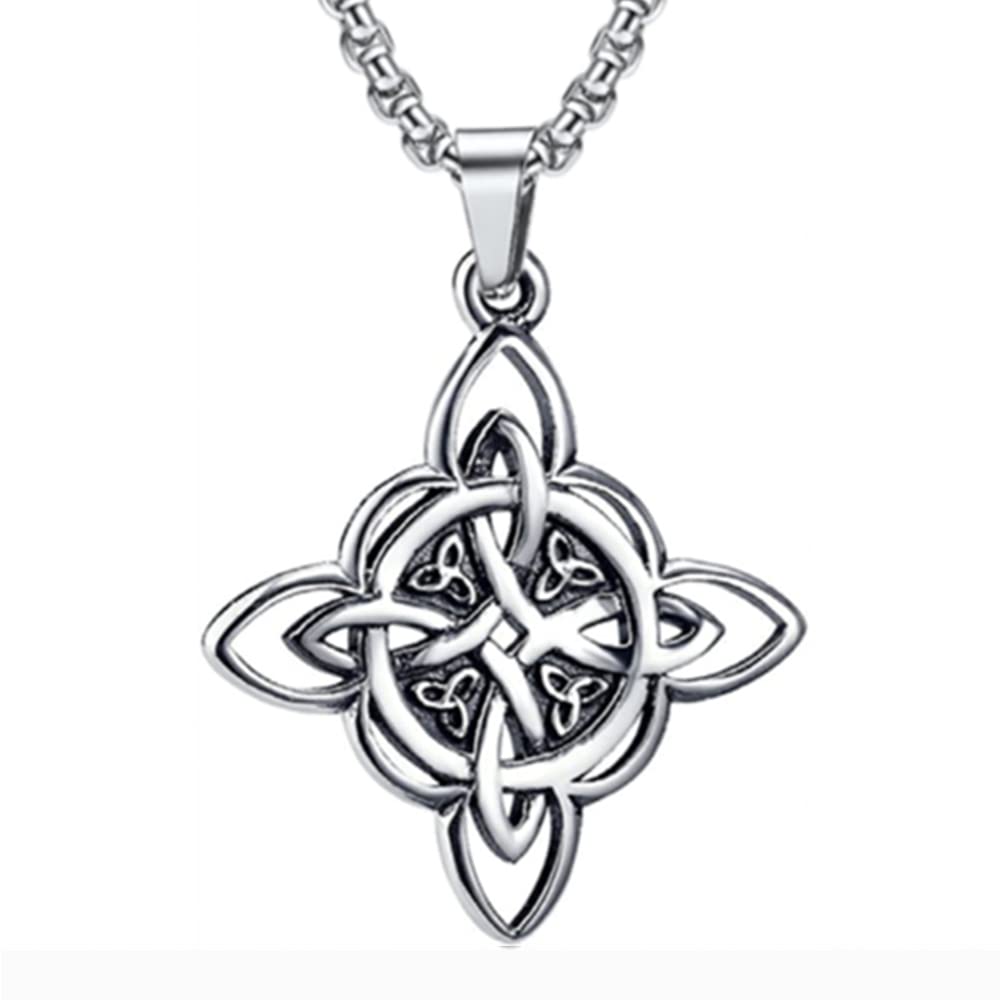 Witches Knot Necklace, Celtic Knot Pendant with Triquetra Trinity