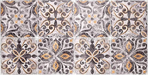 Baroni Home Tapis de Cuisine en PVC Carreaux Motif Faïence, Tapis Cuisine Antidérapant et Lavable,Maioliques Coloré, 60x120 cm