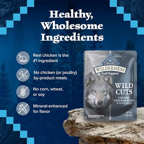 Image of Blue Buffalo Wilderness Trail Toppers Chicken Wet Dog Food, 3 oz, 24 ct
