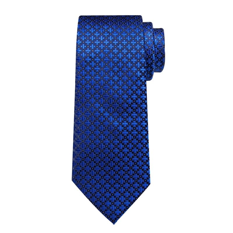 Conjunto de corbata de seda a cuadros para hombre miniatura 5