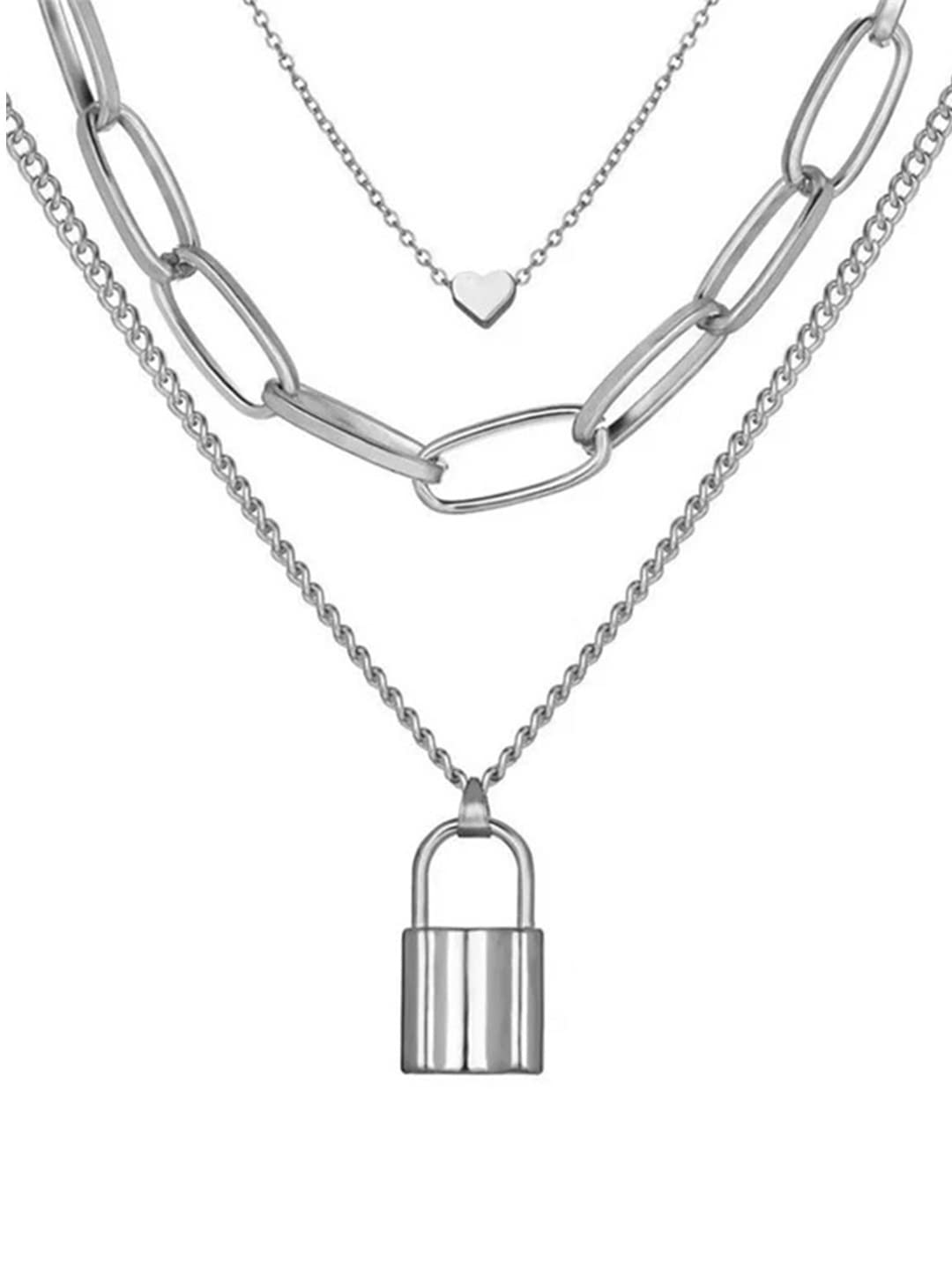 See full amazon price history chart for Vembley Gorgeous Silver Triple Layered Heart and Lock Pendant Necklace For Women And Girls Vembley Gorgeous Silver Triple Layered Heart and Lock Pendant Necklace For Women And Girls (B09QKKVSNR) Amazon Price History, Amazon Price Tracker