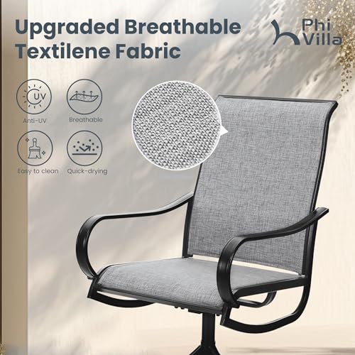 image for PHI VILLA Patio Swivel Dining Chairs Set of 4, Outdoor Chair with Text