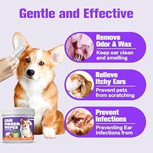 Dog ear wipes,Gently Remove Ear Wax & Dirt,Relieve Ear Itching Fresh Coconut Scent, All Natural Ingredients dog ear cleaning wipes – 50 Count