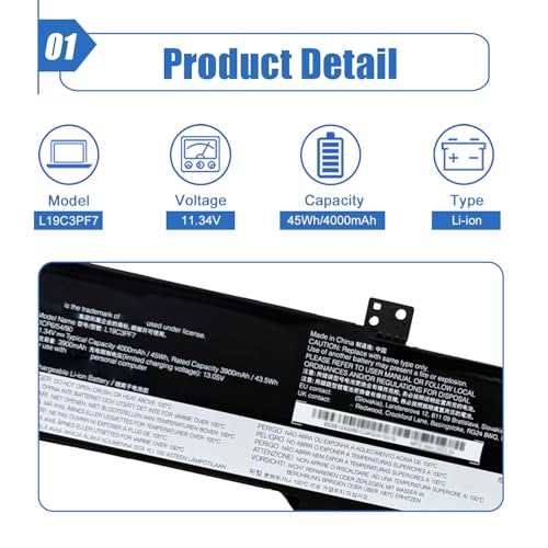 Image of L19C3PF7 Laptop Battery Compatible with Lenovo IdeaPad 3-14ADA05 3-14ARE05 3-14IIL05 3-14IML05 3-15ARE05 3-15IIL05 3-15IML05 Series Notebook L19D3PF5 L19L3PF5 5B10X02602 5B10X02607 5B10X02599