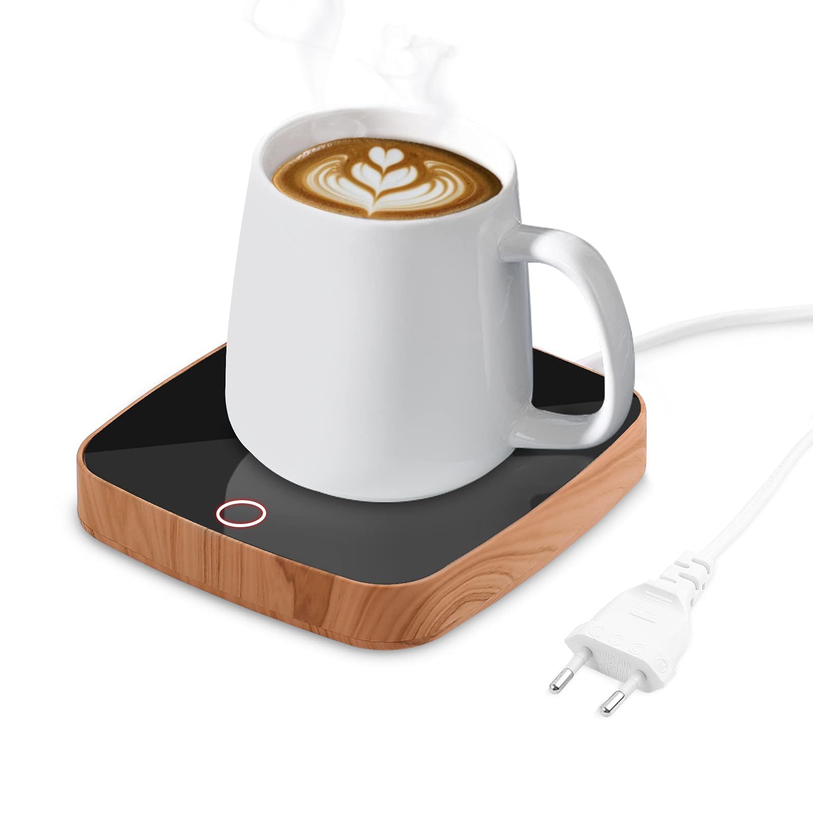 Scaldatazze da Caffè, Scalda Tazza scaldabibite, Scaldabevande Elettrico con 3 Impostazioni di Temperatura, Scalda Tazzine da Caffè con Sensore Tattile per tè Caffè Latte (Colore Legno)
