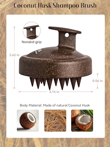 Image of HEETA Scalp Massager Hair Growth, Soft Silicone Scalp Scrubber Shampoo Brush for Exfoliation, Dandruff Removal & Head Massage Stress Relax, Wet & Dry Use for Thick, Thin Hair Care, Dark Brown