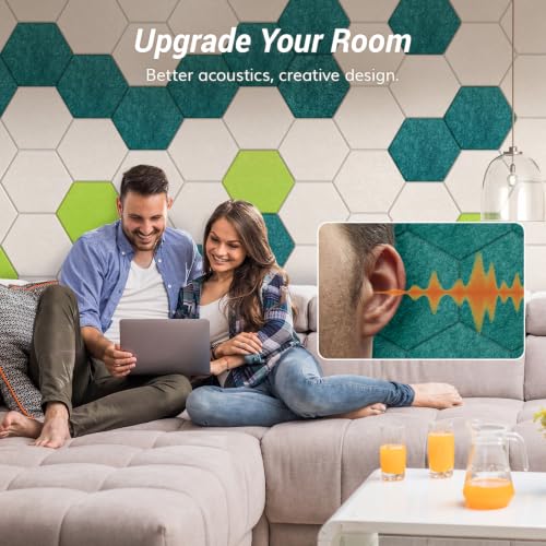 Image of TONOR 12 Pack High Density Hexagon Acoustic Panels for Wall, 12 inchx 10 inchx 0.4 inch